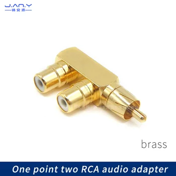 1 gabalas Gryno vario auksu RCA lotus vieną tašką du garso tris-taip, AV audio adapteris, vienas patinas ir dvi patelės 90 laipsnių