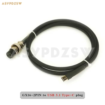 1M GX16-2 Pin USB 3.1 Tipas-C plug Gryno vario įkrovimo kabelis Linijinis DC maitinimo kabelis