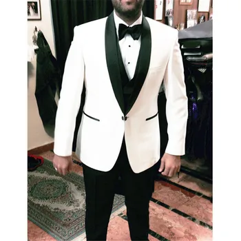 2020 Mew Baltas Su Juoda Atvartas Vyrų Kostiumai Tuxedos Masculino 3pieces Dirba Kasdien Dėvėti Užsakymą Pagaminti Vestuvių Blazer Vyras