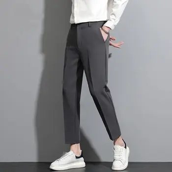2023 Vyrų Kostiumas Kelnės Laisvalaikio Kelnės Elastingos Juosmens Mažų Kojų Plonas Smailas Vyrų Švarkas Kelnės Slim Fit Darbo Streetwear A51