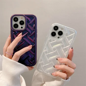 3D Prabanga Pynimo TPU Danga Telefono dėklas skirtas iPhone 14 Pro Max 13 Pro 11 12Pro Magija Violetinė Galinį Dangtelį