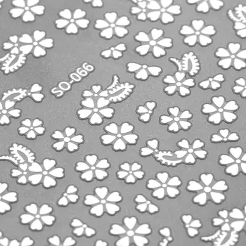 3D White Nagų Lipduką Penkių Žiedlapis Gėlių Dizainas Klijų Slankiklį Lipdukai 