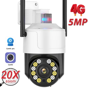 4G Saugumo IP Kamera 5MP HD 20X Zoom Lauko WIFI PTZ vaizdo Kameros AI Auto Stebėjimo Raudona Mėlyna Šviesa Vaizdo Stebėjimo Camhi