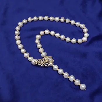 9-10mm Natūralių Gėlavandenių Perlų Vėrinį Prie Apvalių Perlų Papuošalai Moterims, Vestuvių Dovanos Naujųjų Metų Tendencija