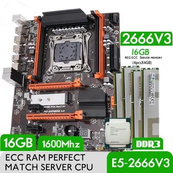 Atermiter DDR3 Turbo Plokštė Combo Kit Rinkinys XEON E5 2666 V3 LGA 2011-3 CPU 4pcs X 4 =16 GB 1 600 mhz DDR3 Atminties REG ECC Ram
