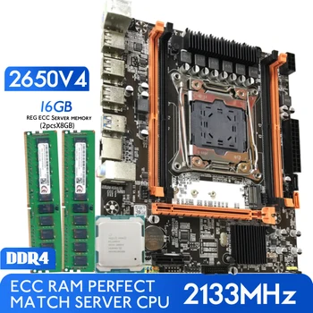 Atermiter DDR4 D4 Plokštė Rinkinys Su Xeon E5 2650 V4 LGA2011-3 CPU 2vnt X 8GB= 16GB 2133MHz DDR4 RAM Atminties REG ECC
