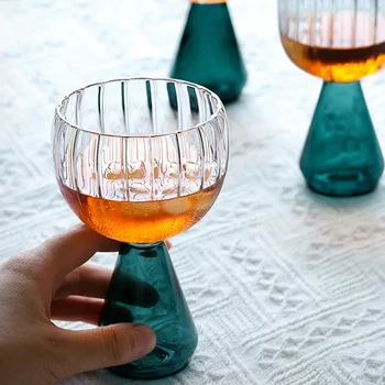 Aukštos Borosilikatinio Stiklo Goblet Retro Šampano Vyno Taurė Kūrybos Vertikalus Kokteilių Taurės Karščiui Atsparaus Sultys, Desertas Puodeliai Vandens