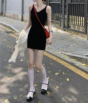 Bowknot Vasarą Mini Suknelė Moterims Korėjos Spageti Dirželis Šalis Suknelė Megzti V-Kaklo Backless Bodycorn Trikotažas Elegantiškas, Seksualus