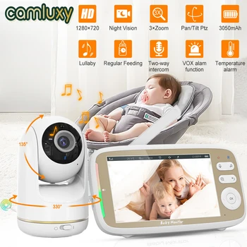 Camluxy Video Baby Monitor 2.4 G Bevielio Su 5 Colių LCD 2 Garso Kalbėti Naktinio Matymo Priežiūros Saugumo Kameros Aukle