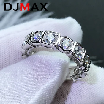 DJMAX 2.8 CT Visiškai Moissanite Deimantų Žiedai Moterų Top Originalus 925 Sterling Silver Lady Prabangus Diamond Eilės Žiedai Naujas 2023