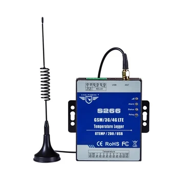GSM 2G 3G 4G SMS Temperatūros Stebėjimo, Signalizacijos Duomenų Kaupiklis S266 Su 8 Temperatūros Input 2 Relės Išėjimo Galia Gedimo pranešimas