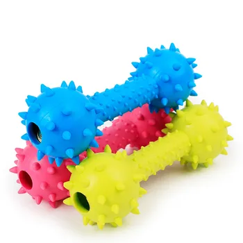 Gumos šuns žaislas squeakers pet garso skambėjimo štanga šunelis žaislų cypimas piskliwy kramtyti TPR dvigubai varpai svarmenimis naminių gyvūnų žaislai šuns žaislas