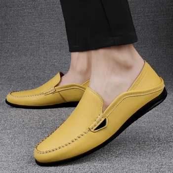 Italijos Prabangių Vyrų Mokasīni, natūralios Odos Mokasinai Laisvalaikio bateliai Classic Paslysti Ant Vasaros Vyrų batų Mados Prekės ženklo Vairavimo batai