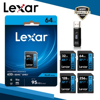 Lexar Originalus 633x SD Atminties Kortelių SDXC UHS-I V30 U3 Class10 Kortele 512 GB 256 GB 128GB 64GB Didelės Spartos Saugojimo SD Korteles Fotoaparatas
