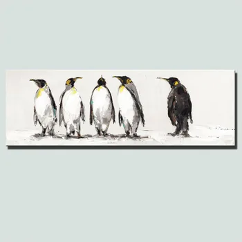 Mielas Antarktidos Pingvinai Drobė Paveikslų, Balta Spalva Šiuolaikinės Pop Gyvūnų Sienos Menas Drobė Spausdina Pingvinai Namų Dekoro Nuotraukos