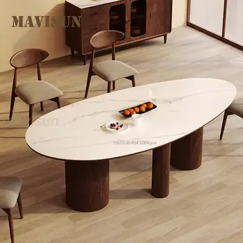 Modernus Akcentas Stalo Ovalo Formos, Su Medžio Masyvo Kojos Mediniai Virtuvės Baldai Mažas Ir Dideles Erdves, Japonija Dizaino Valgomojo Stalas