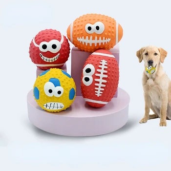 Nauja latekso vokalo žaislais gyvūnėliams regbio Šunys yra atsparus kramtymas Augintinio dantų šlifavimo futbolo Bite Atsparus Vokalo šuns žaislas kamuolys