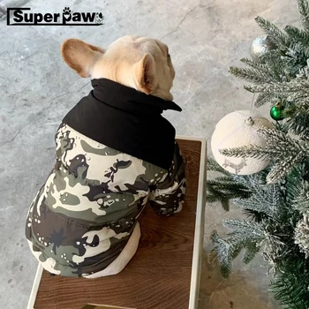 Naujas Stilius šunelis Žiemą Šiltas Kamufliažas Žemyn Kailio Snowsuit Striukė Dėvėti Megztinis Smulkaus ir Vidutinio Šunys Pug EMC66