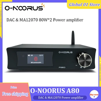 O-NOORUS A80 Galios Stiprintuvo Klasė D MA12070 80W*2 2.1 HiFi Garso STIPRINTUVAS, USB, C VPK Bluetooth 5.0 APTX-HD AUX, Su Nuotolinio Valdymo