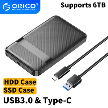 ORICO SSD HDD Case 2.5 Colių SATA su USB3.0/Tipas-C HDD Talpyklos 6Gbps Max USB-C Išorės SATA HDD išorinį Kietąjį diską atveju