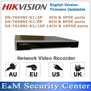 Origianl Hikvision anglų NVR DS-7604NI-K1/4P DS-7608NI-K2/8P DS-7616NI-K2/16P Įterptųjų 4K POE Tinklo Vaizdo įrašymo