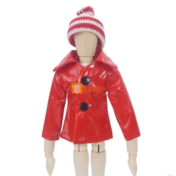 Raudonas Lietpaltis Elf Lėlės Audinio Suknelė Iki 30 cm BJD Doll Kostiumas Elf Prop 