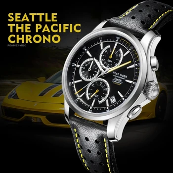 Rifas Tigras/RT Sporto Chronograph Laikrodžiai Vyrams Daugiafunkcį Kvarciniai Laikrodžiai Datą ir Super Šviesos Odinis Dirželis Laikrodžiai