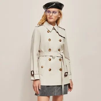 Tranšėjos moterų kailis 2023 m. rudenį naujų Britų stiliaus high-end temperamentas chaki dvigubo breasted tranšėjos paltai moterims, klasikinis paltas