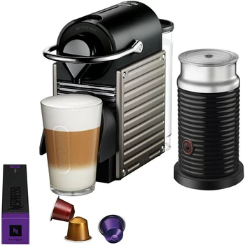 Vienas-Tarnauti Espresso Mašinos Elektros Titano ir Aeroccino Pieno Putų Juoda