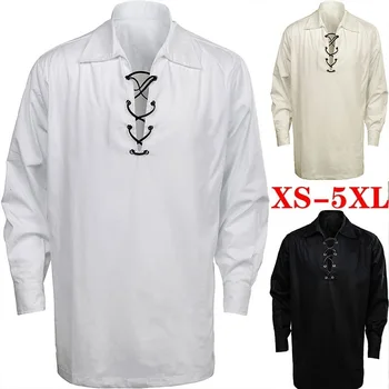 Vyrų mados atsitiktinis ilgomis rankovėmis marškinėliai top marškinėliai sausas viduramžių rudadumbliai drabužių vaidmenų viršų