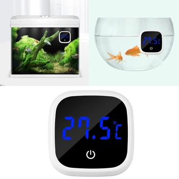 Žuvų Termometras Tiksli LED Ekranas Akvariumo Termometras Skaitmeninis Mini Akvariumas Išorės Pridedamas